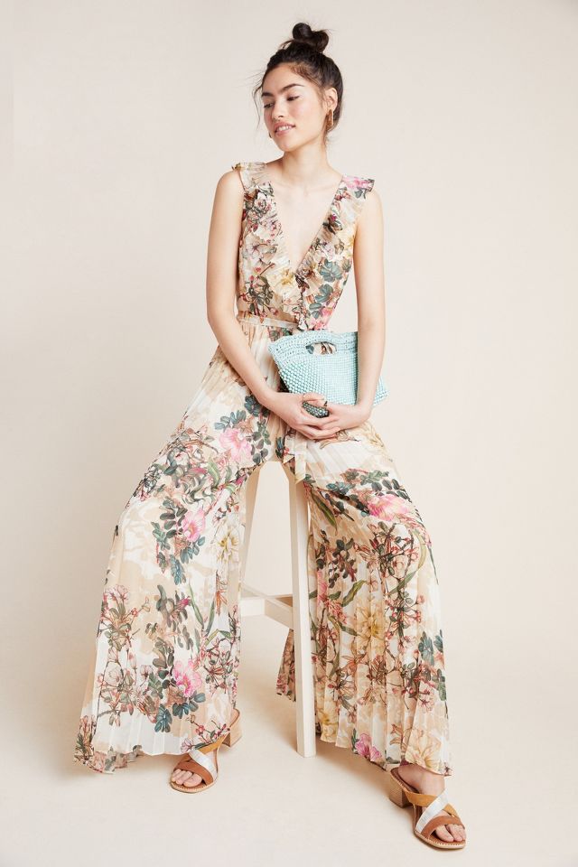 Aubrey pleated floral jumpsuit on sale