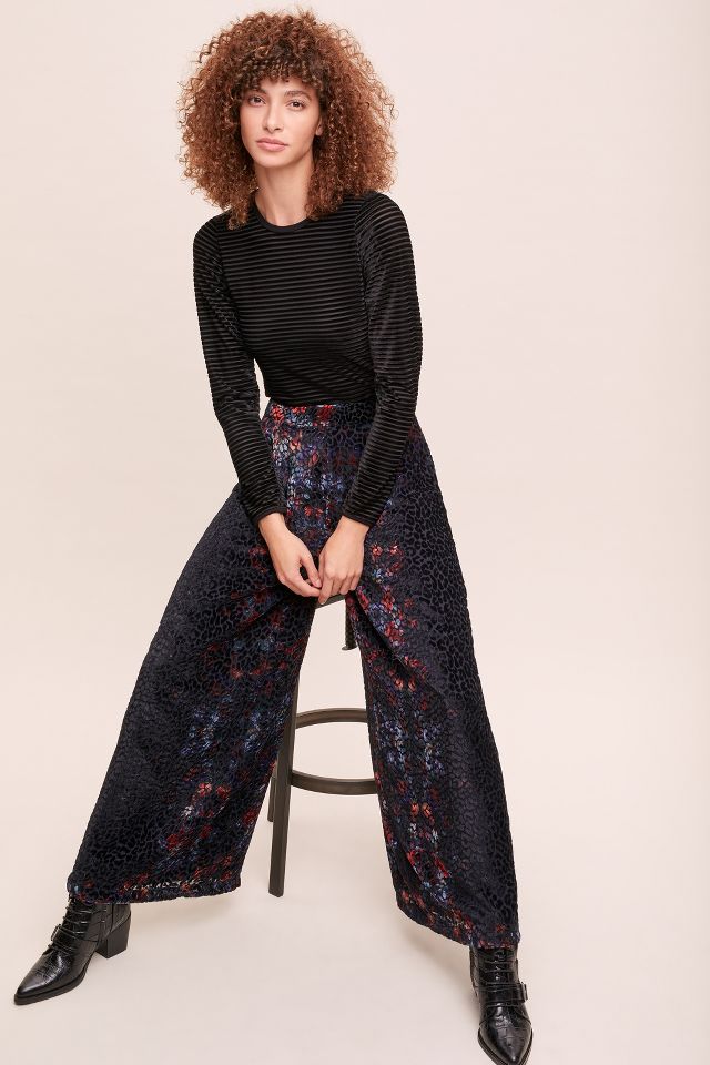 Kachel Burnout-Velvet Trousers | Anthropologie UK