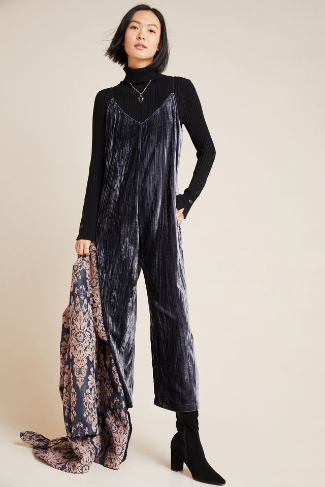 Crushed store velvet jumpsuit