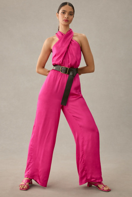 Dolan Left Coast Dolan Satin Halter Jumpsuit In Pink ModeSens