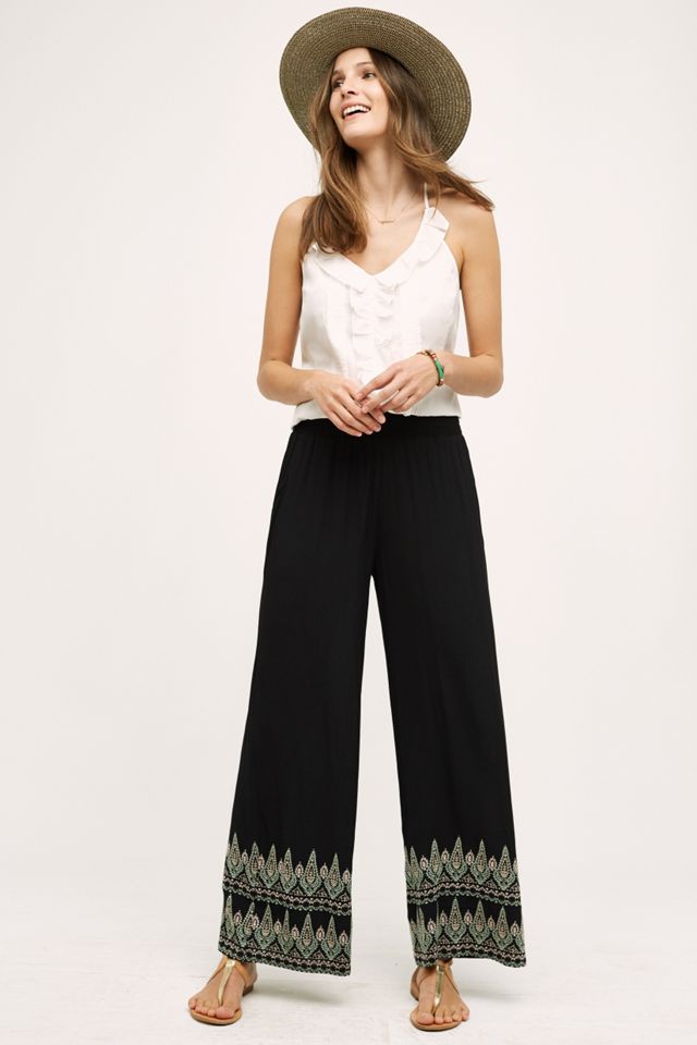 Embroidered Miramar Wide-Legs