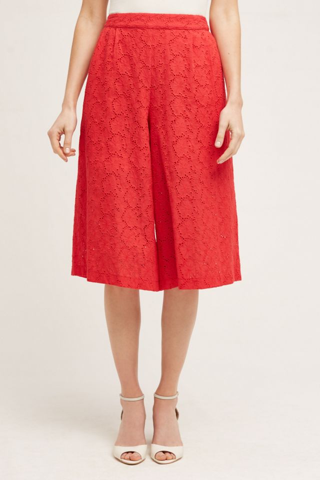 Eyelet Wide-Leg Crops #1