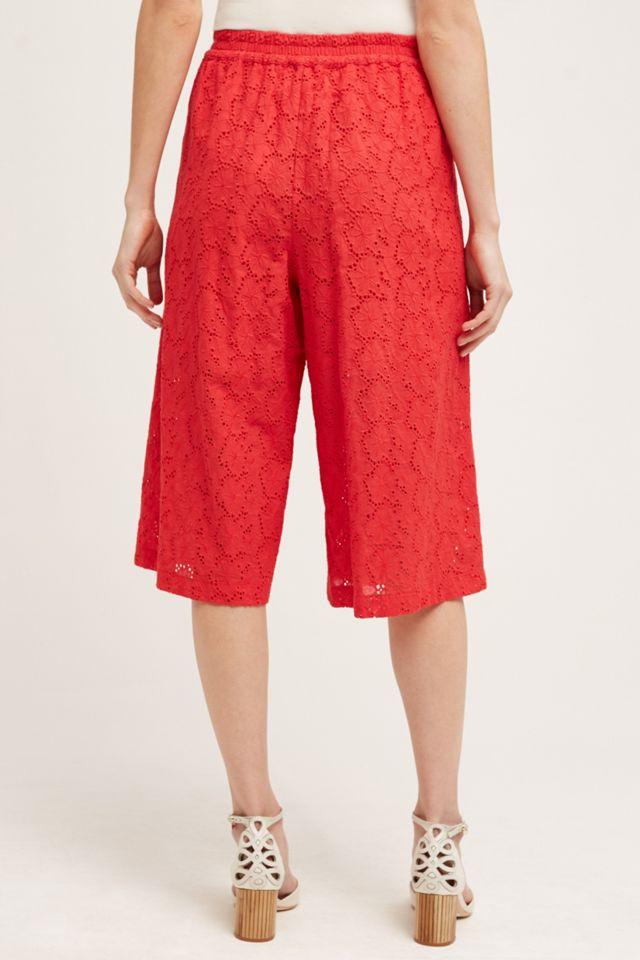 Eyelet Wide-Leg Crops #2