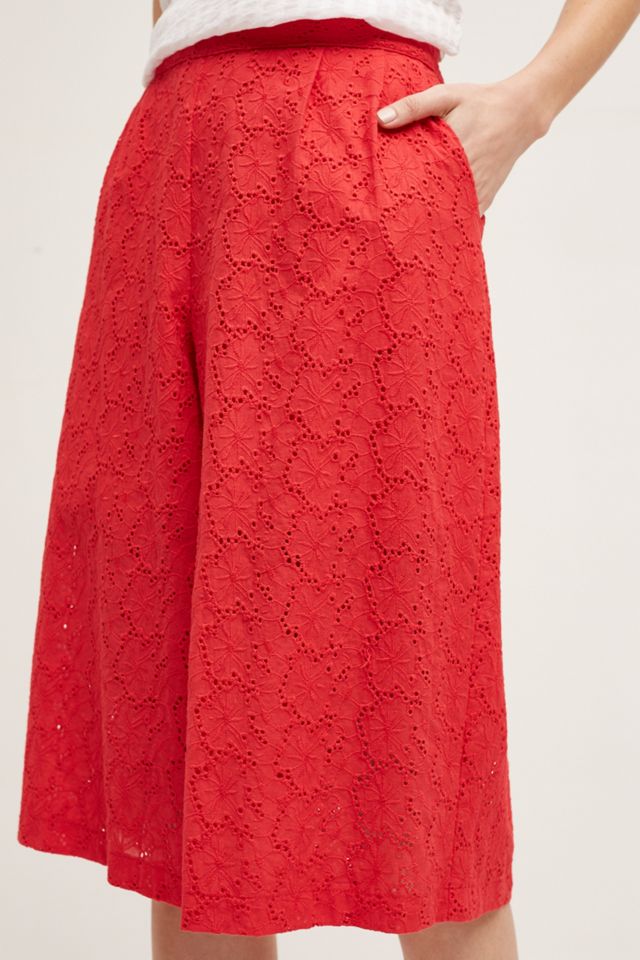 Eyelet Wide-Leg Crops #3