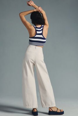 PANTALONE EFFETTO JEANS CON GAMBA LARGA -più colori -6816 - Pronto moda