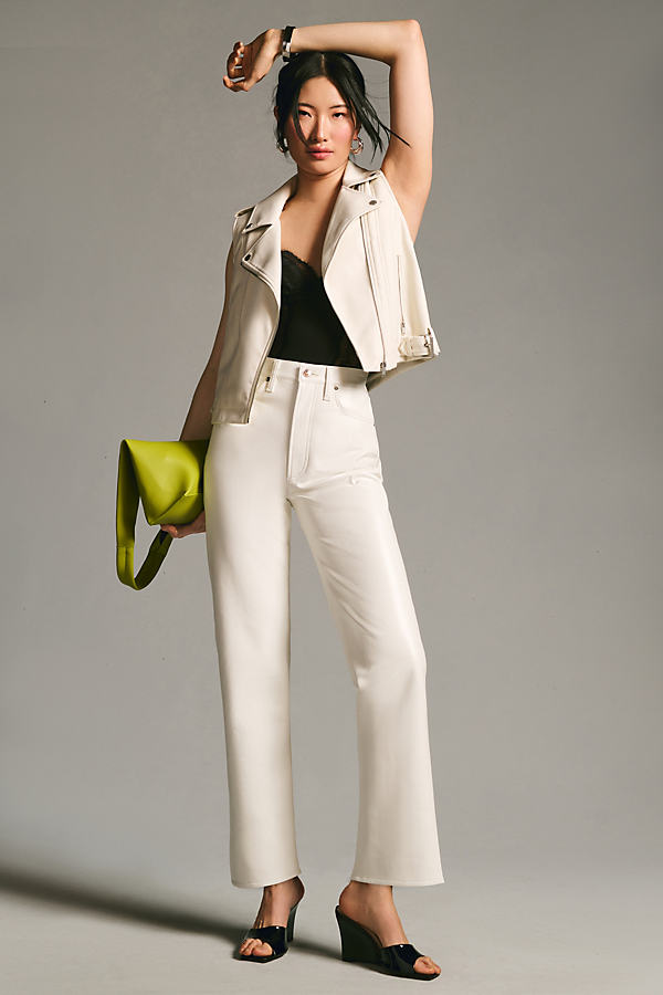 Agolde '90s Pinch Waist Leather Pants In White