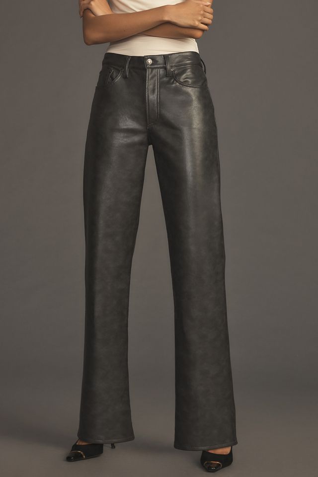 AGOLDE Sloane Leather-Blend Mid-Rise Straight-Leg Pants #1