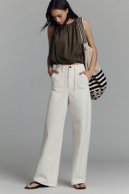 Citizen Of Humanity Ayla Cargo High-rise Wide-leg Pants In White