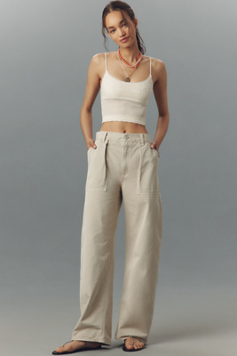 Shop Agolde Sefton Cotton Curved-leg Pants