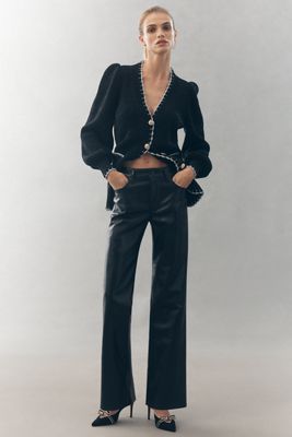Citizens of Humanity Genova Leather Low-Rise Bootcut Pants