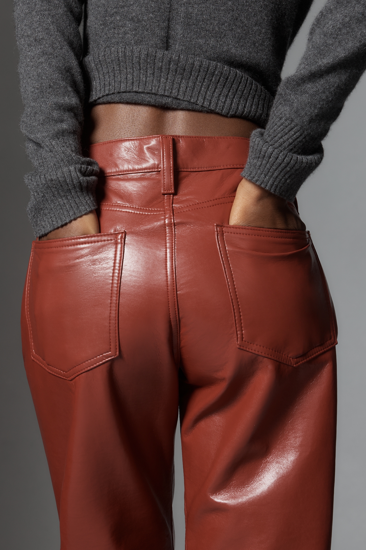 AGOLDE Low-Rise Slim Leather Pants