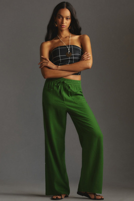 Greylin Gloria Pull-on Linen Pants In Green