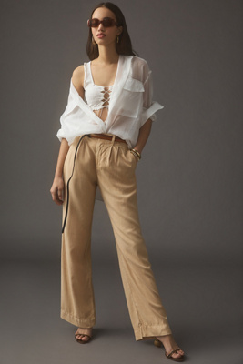Cloth & Stone Pleated Wide-Leg Pants | Anthropologie