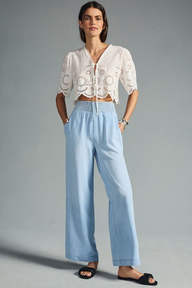 Bella Dahl Smocked Waist Wide Leg Pants