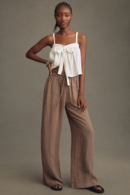 Shop Cloth & Stone Linen Drawstring Pull-on Pants In Beige