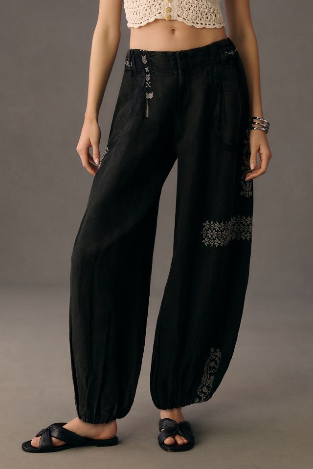 By Anthropologie Embroidered Parachute Pants #1