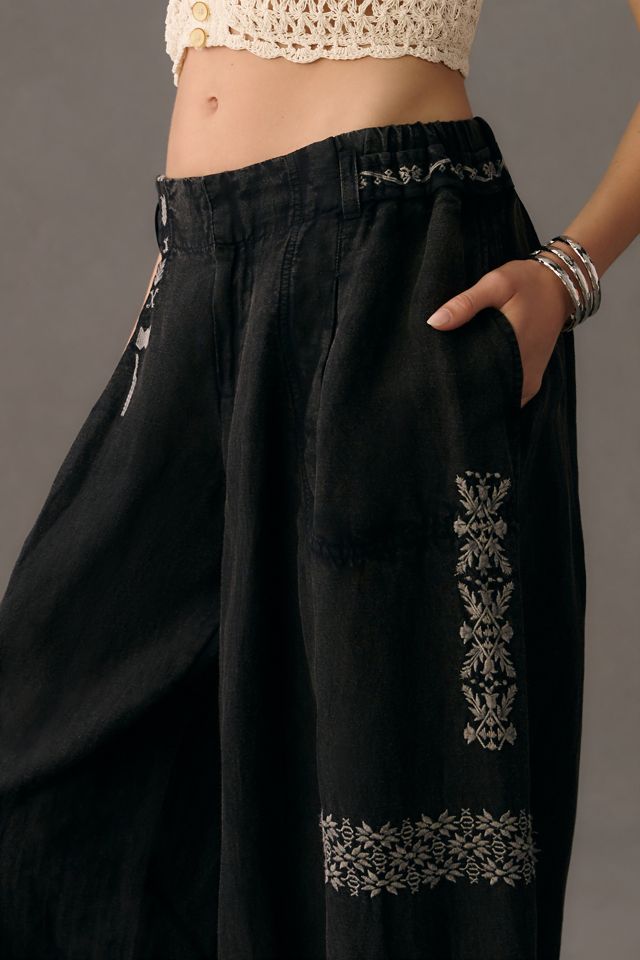 By Anthropologie Embroidered Parachute Pants #3