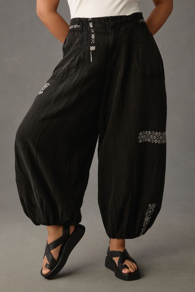 By Anthropologie Embroidered Parachute Pants #6