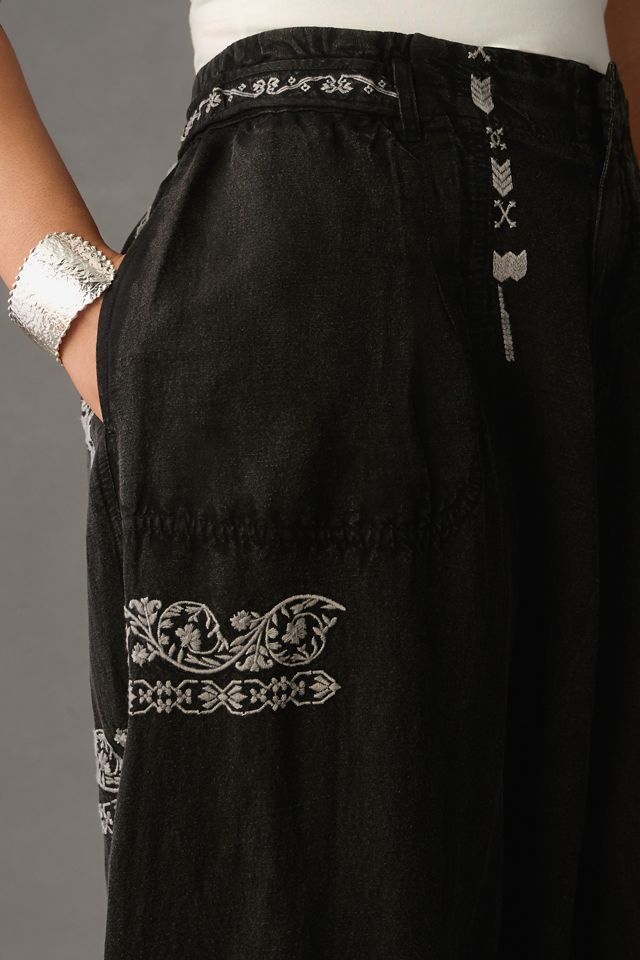 By Anthropologie Embroidered Parachute Pants #7