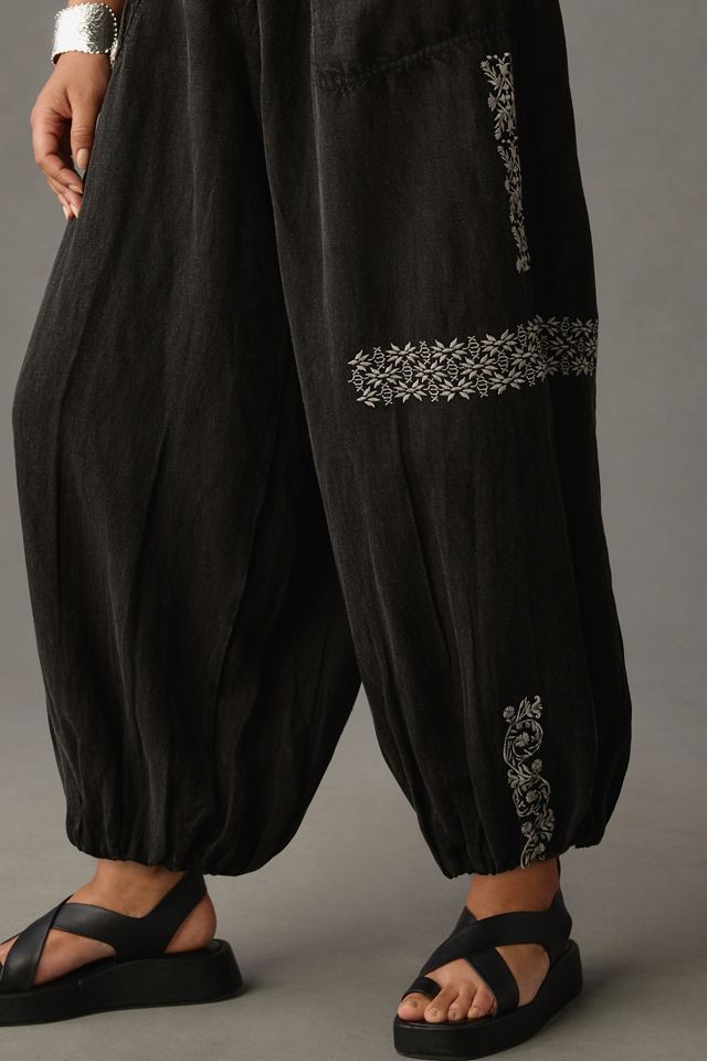 By Anthropologie Embroidered Parachute Pants #8