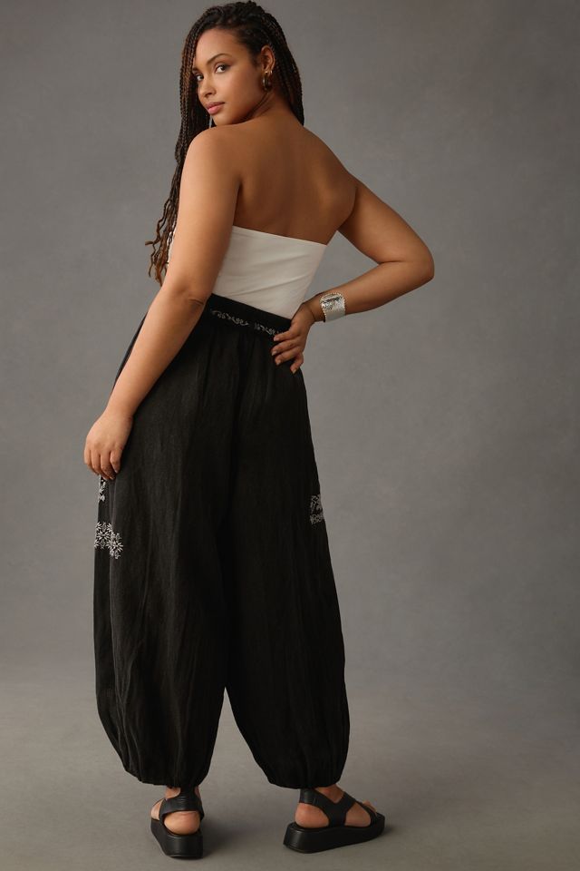 By Anthropologie Embroidered Parachute Pants #9
