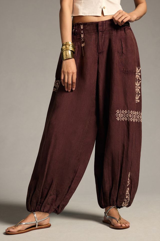 By Anthropologie Embroidered Parachute Pants #1