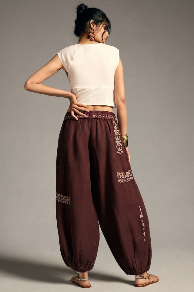 By Anthropologie Embroidered Parachute Pants #2