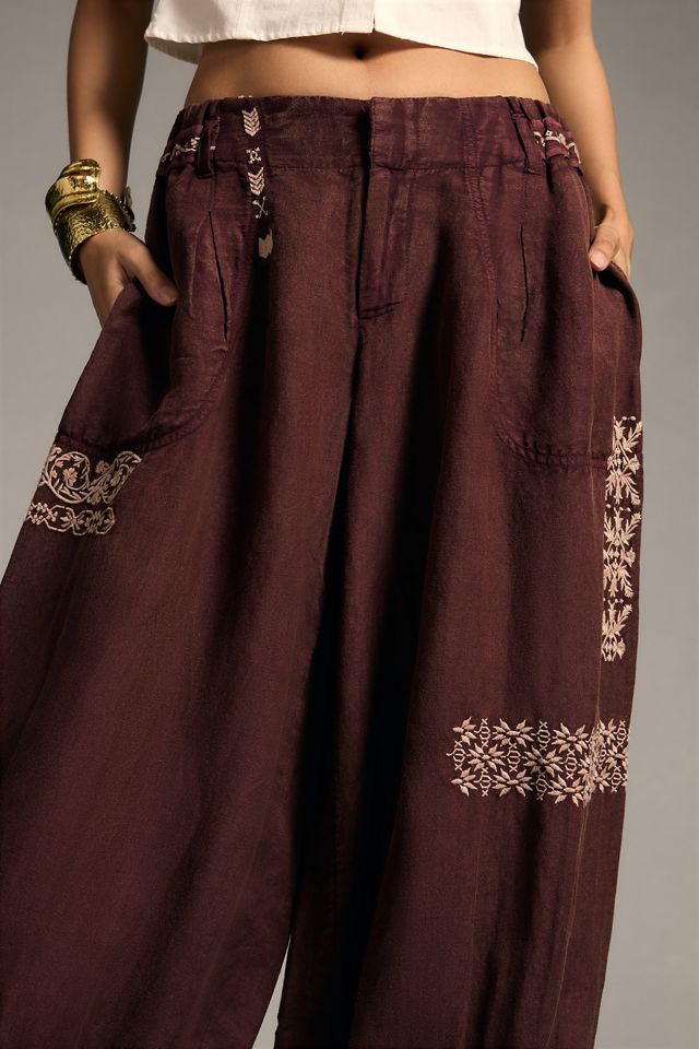 By Anthropologie Embroidered Parachute Pants #3