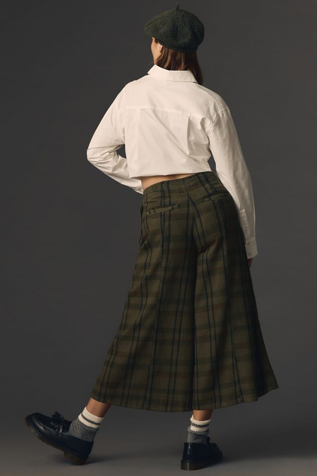 Pilcro Kilted Plaid Wide-Leg Surplice Pants #3