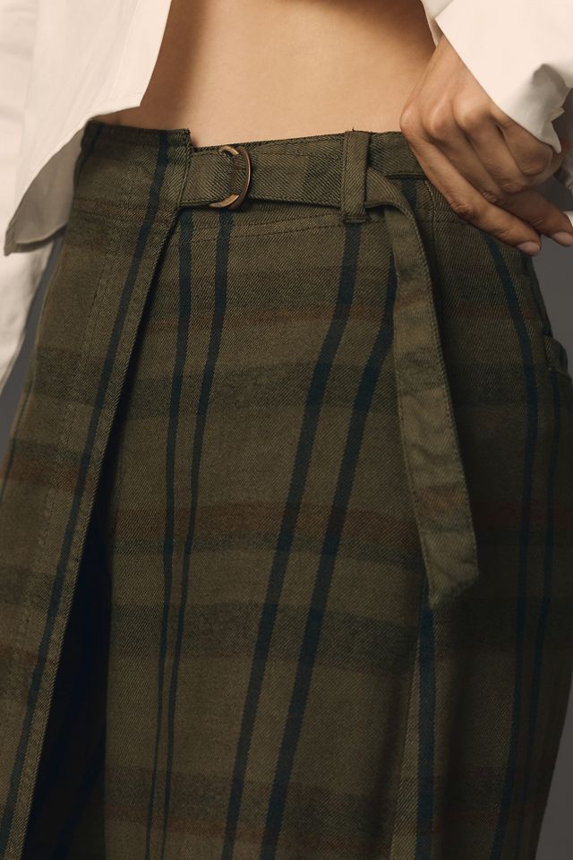 Pilcro Kilted Plaid Wide-Leg Surplice Pants #4