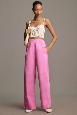 Maeve Pull-On Curved Poplin Trousers