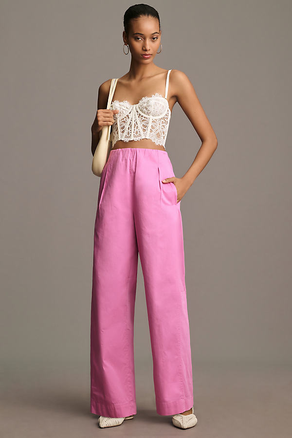 Maeve Pull-On Curved Poplin Trousers