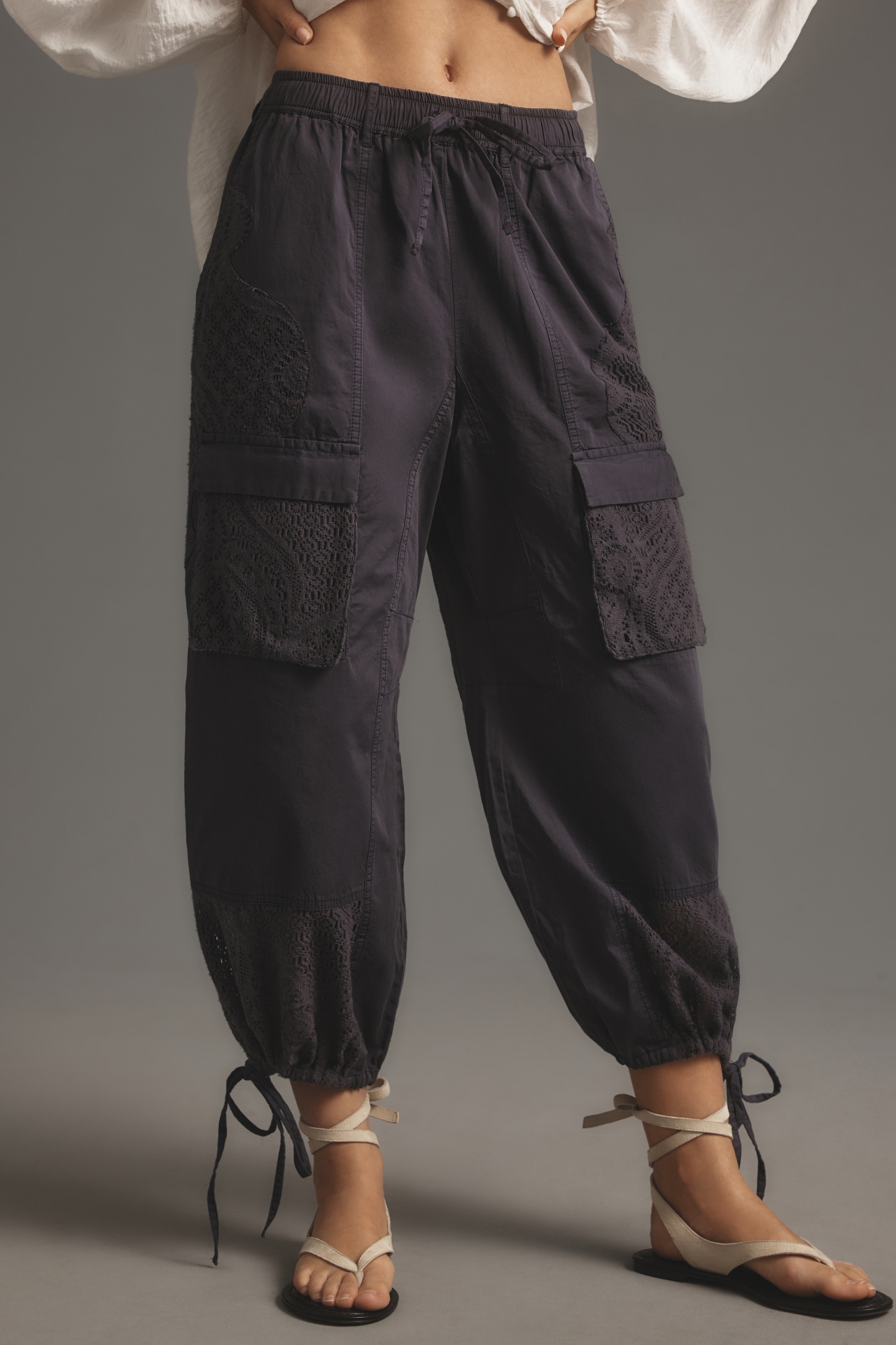 Pilcro Eyelet Patch Parachute Pants