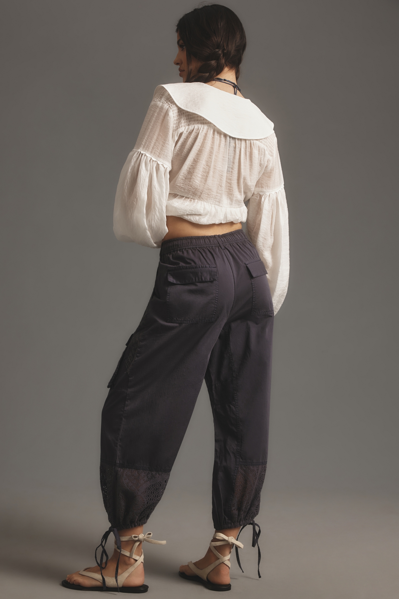 Pilcro Eyelet Patch Parachute Pants