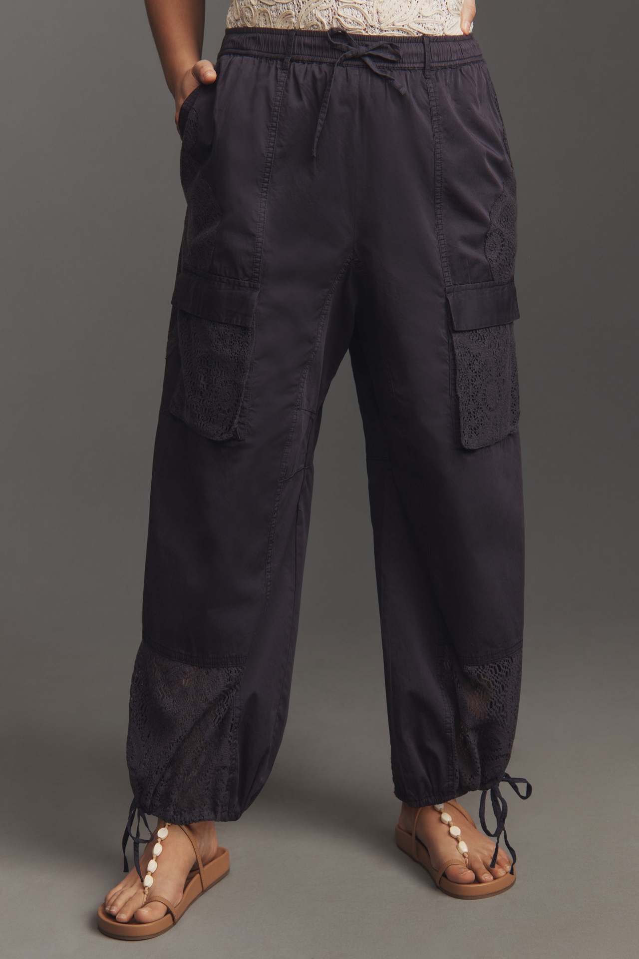 Pilcro Eyelet Patch Parachute Pants