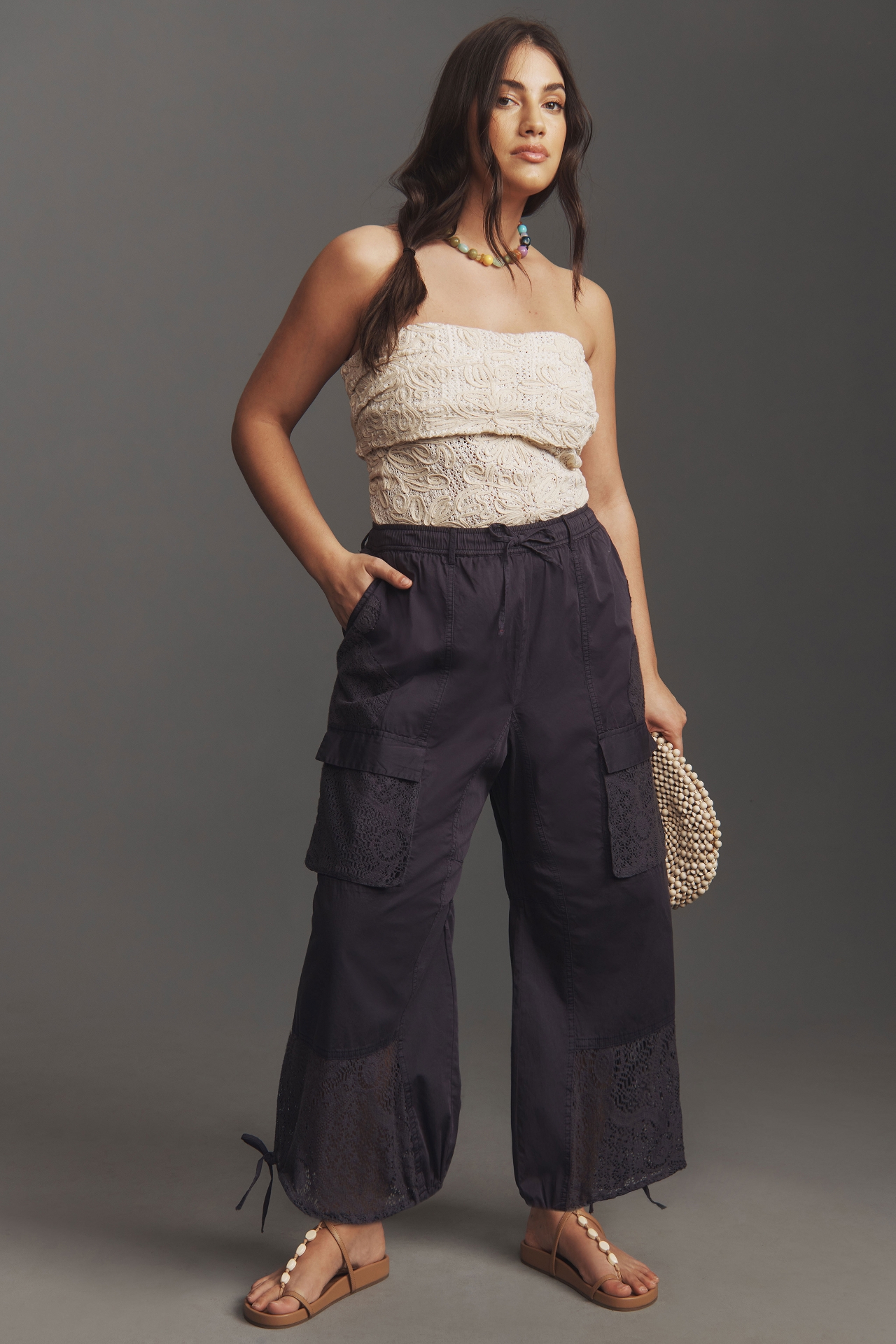 Pilcro Eyelet Patch Parachute Pants