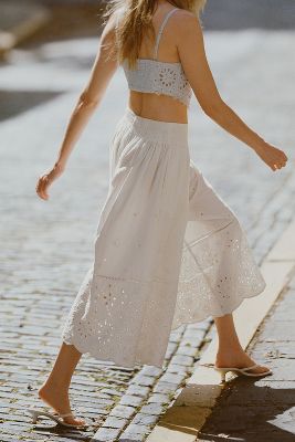 Shop Maeve Embroidered Skirty Culottes In White