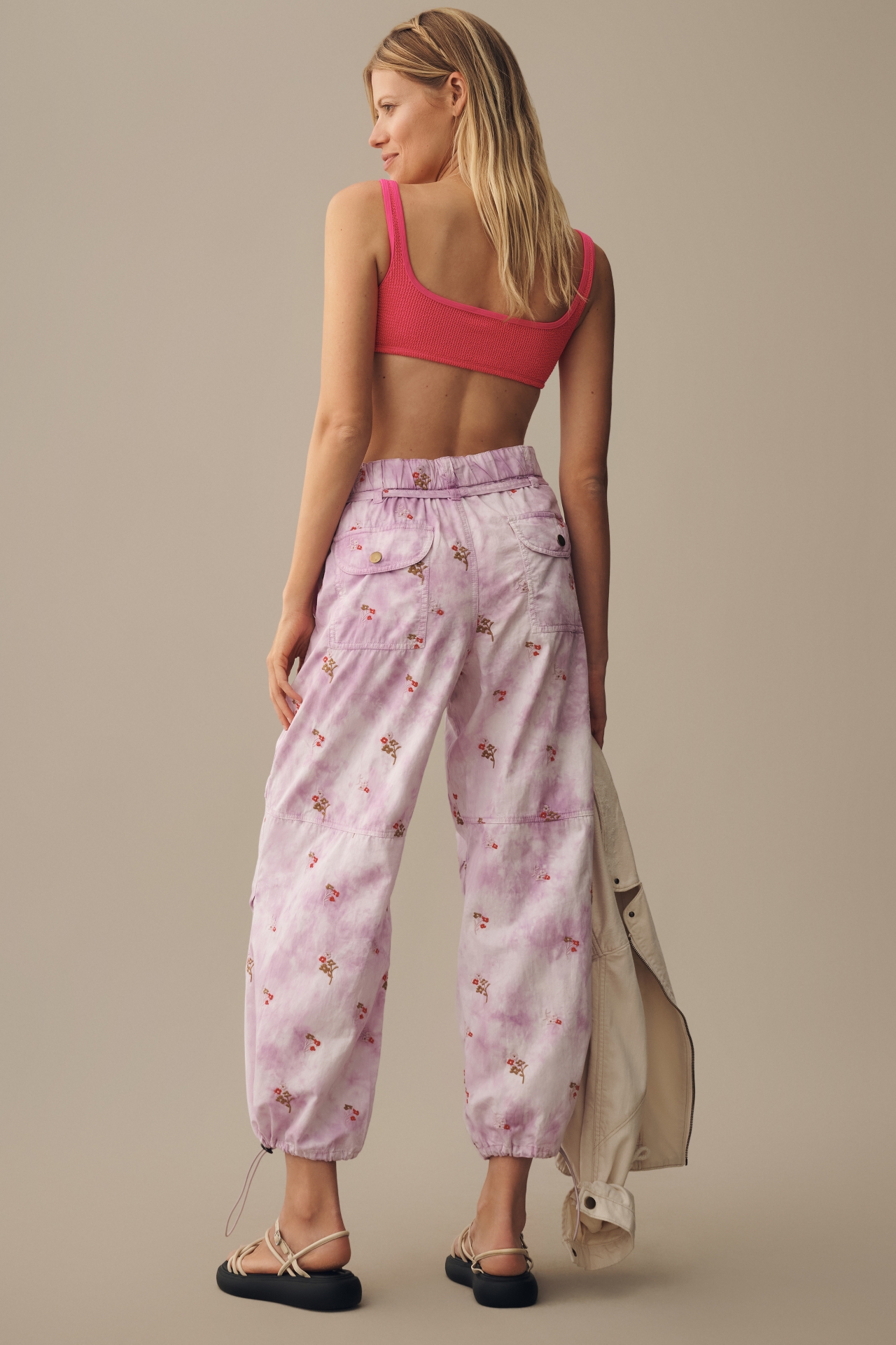 Pilcro Ditsy Tie-Dye Parachute Pants