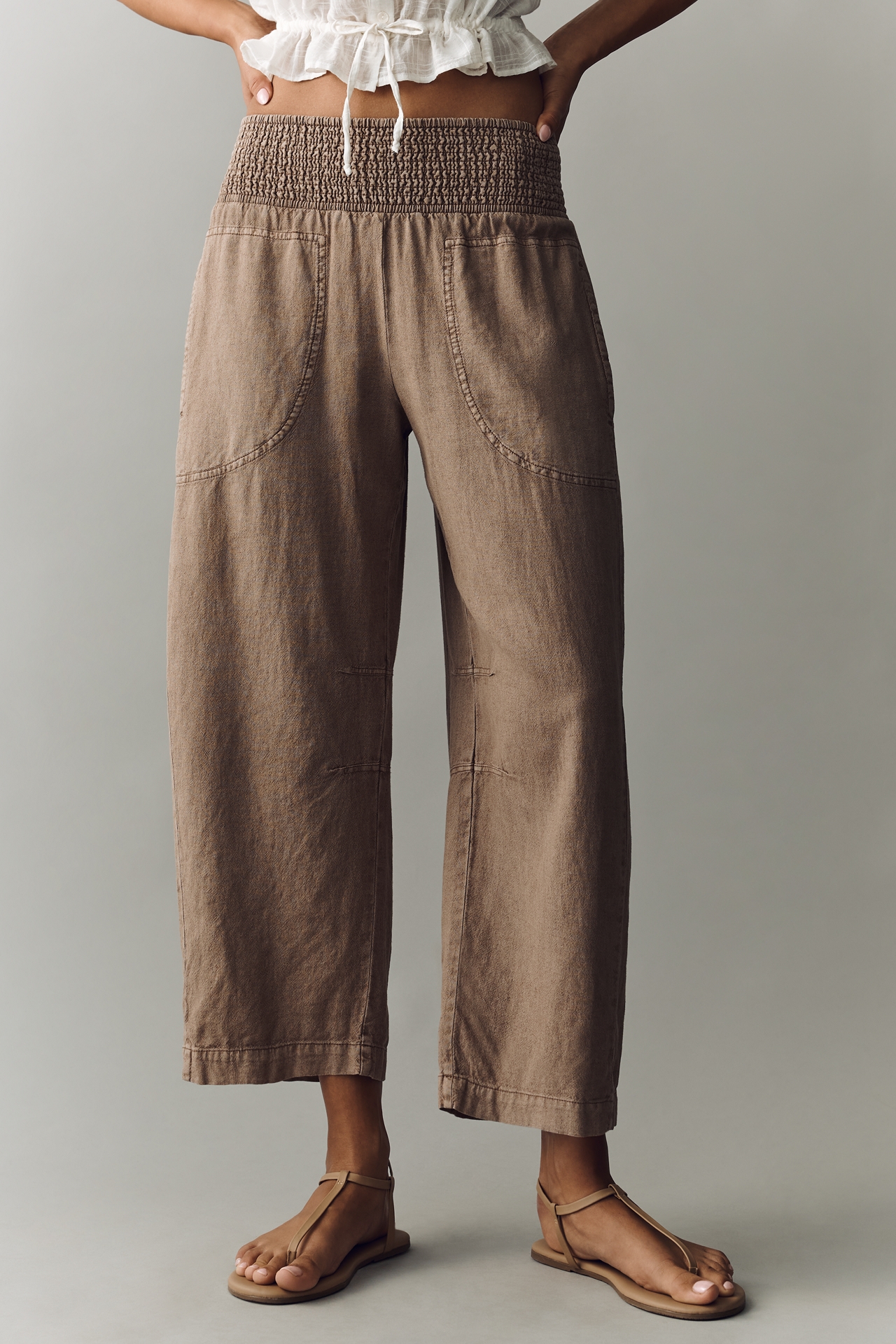 The Reese Smocked Pull-On Barrel Pants