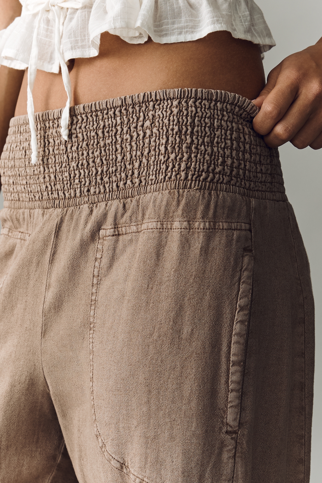 The Reese Smocked Pull-On Barrel Pants