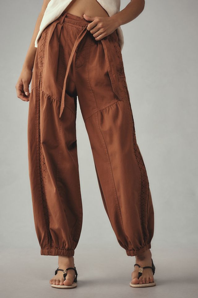 By Anthropologie Washed Eyelet Jogger Pants #1
