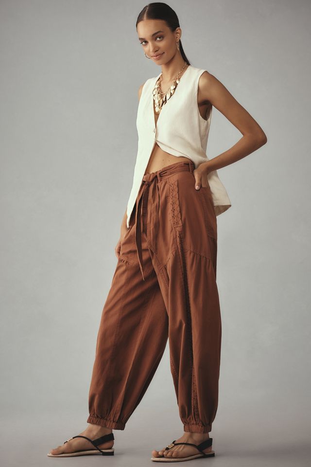 By Anthropologie Washed Eyelet Jogger Pants #3