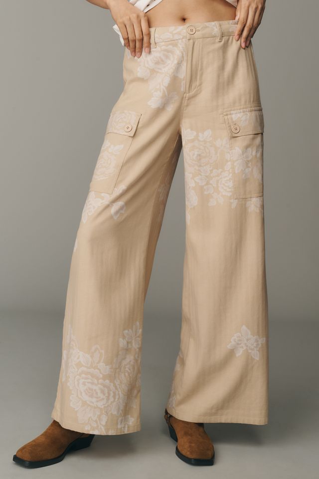 By Anthropologie Floral Printed Wide-Leg Pants #1