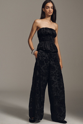 By Anthropologie Velvet Novelty Burnout Pants In Black