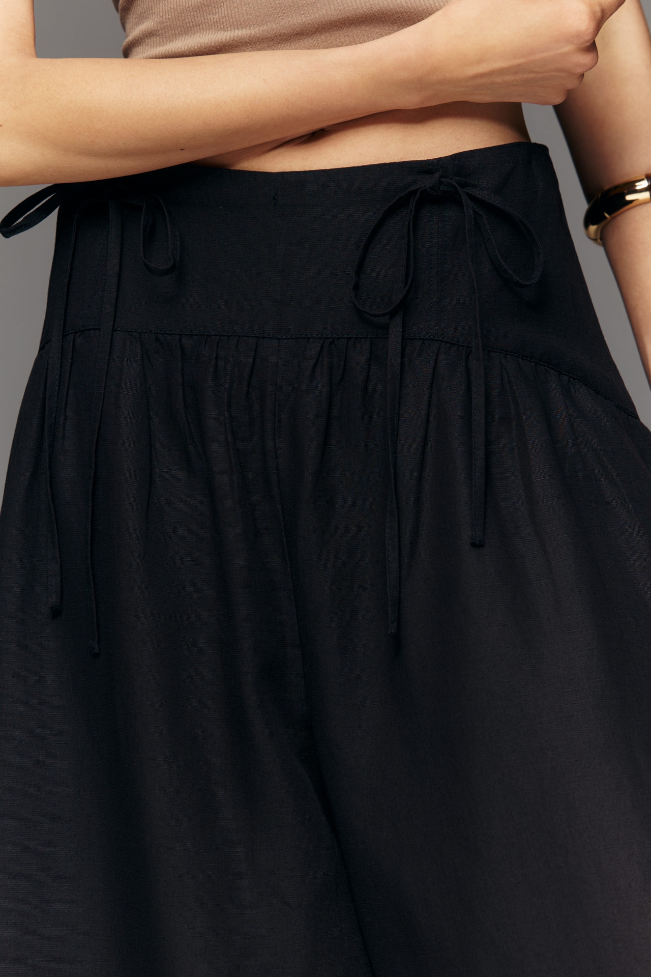 By Anthropologie Linen Blend Skirty Basque Waist Pants