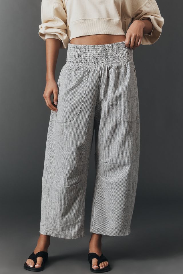 Pilcro Reese Linen Cotton Smocked Pull-On Barrel Pants  #2