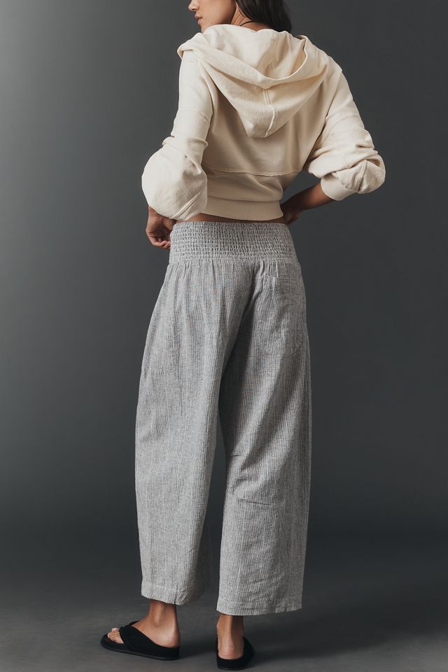 Pilcro Reese Linen Cotton Smocked Pull-On Barrel Pants  #4