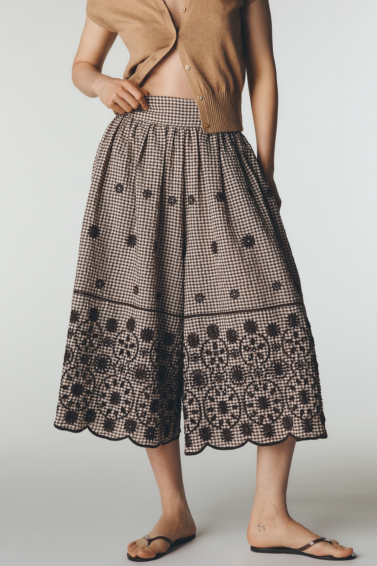Maeve Skirty Embroidered Culotte Pants