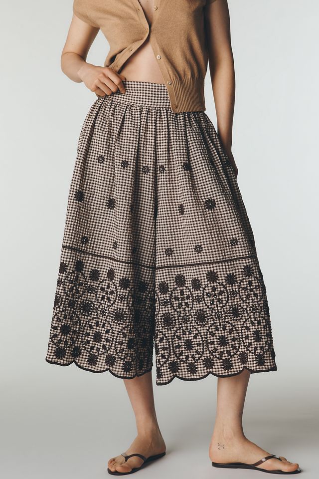 Maeve Skirty Embroidered Culotte Pants #1