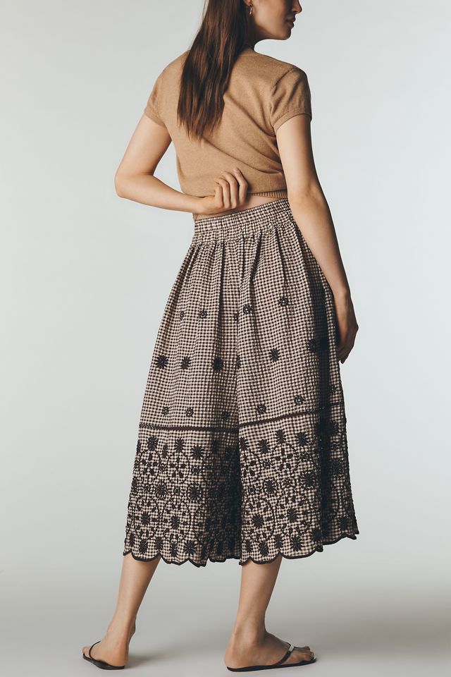 Maeve Skirty Embroidered Culotte Pants #3